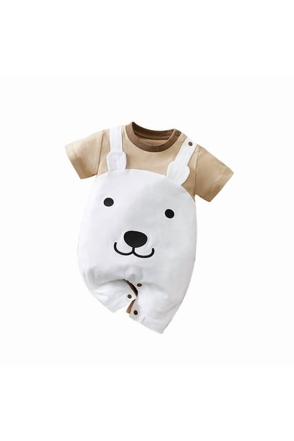 Baby Cotton Short-Sleeve Onesie , White Pastel Colors