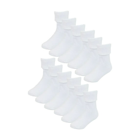 Baby Cotton Turn Over Top Socks | 6 Pair Pack | Sock Snob | Plain Funny Socks for Boy and Girl
