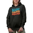 thumbnail image 1 of Baby Cousin Squad, Group of Younger Cousins, Groovy Retro Wavy Text Merch Gift, Black Hooded Sweatshirt or Hoodie, Large, 1 of 5