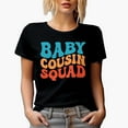 thumbnail image 1 of Baby Cousin Squad, Group of Younger Cousins, Groovy Retro Wavy Text Merch Gift, Black T-Shirt, XL, 1 of 5