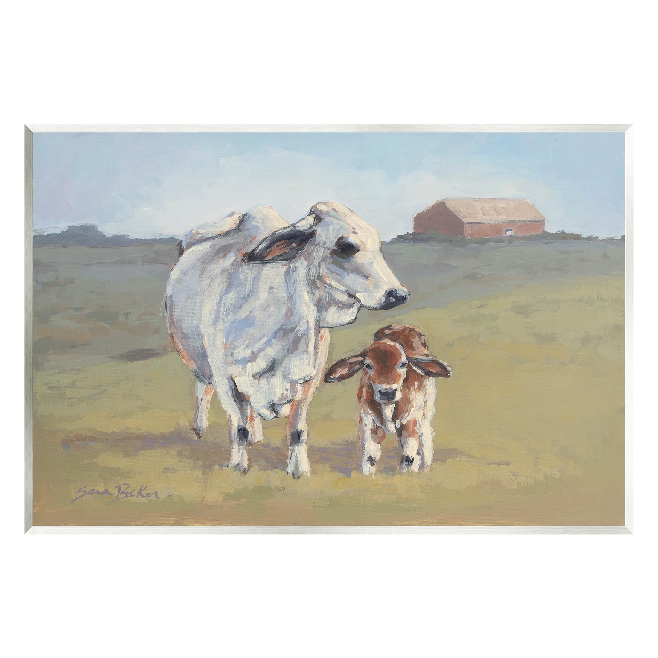 Baby Cow Family Farm Portrait Animals & Insects Painting Unframed Art Print Wall Art
