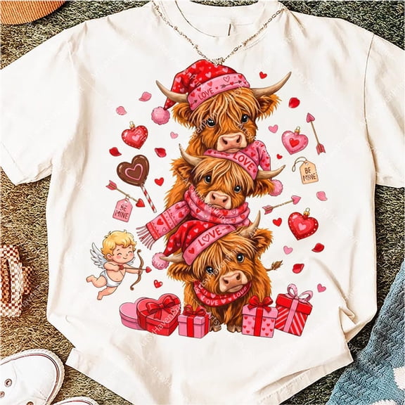 Baby Cow Shirt V-Day Coquette Shirt Cow Heart Love Shirt WHITE Unisex S-5XL Hot Trending Shirt, Vintage Birthday Gift