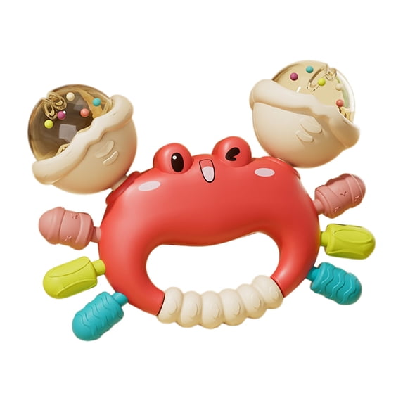 Baby Crab Rattle Toy- ABS Safe Toy for 0-6 Months Baby,Handheld Crab Shaped Toy for 6-12 Months, Early Education Grip & Smart Gift for Newborn Boys and Girls (Red)