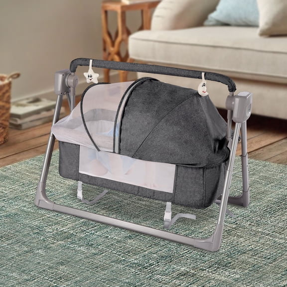 Baby Cradle Swing with Remote Control, Adjustable Swing Speed & Music, Foldable & Portable, Safe, Comfortable, and Energy-Saving for Infants 0-36 Months