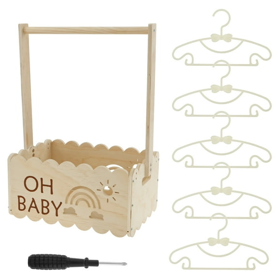 Baby Crate Basket with Handle Practical Infant Storage Crate with Hangers Easy to Assemble Baby Closet Crate Cute Baby Basket Closet Wood Baby Crate for Clothes Toys New Parents