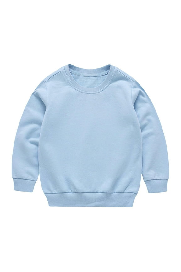 Baby Crew Neck Sweatshirts, Toddler Casual Pullover Shirts, Kids Boys Girls Solid Color Fall Winter Fleece Long Sleeve Tops