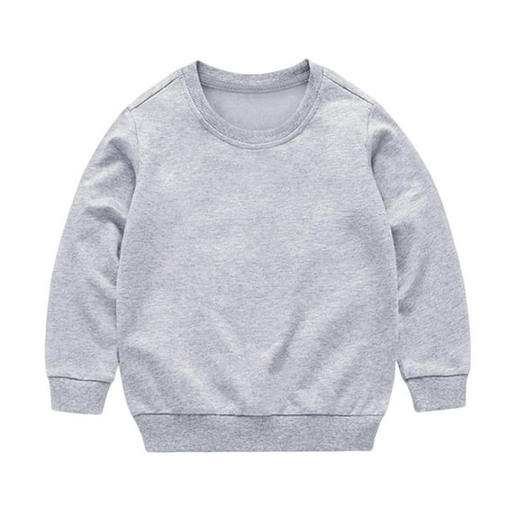 Baby Crew Neck Sweatshirts, Toddler Casual Pullover Shirts, Kids Boys Girls Solid Color Fall Winter Fleece Long Sleeve Tops