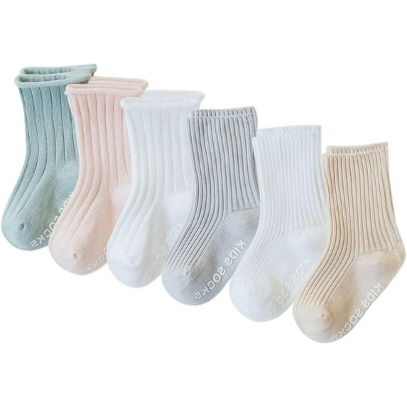 Baby Crew Socks with Grips Unisex Toddler Infant Cotton tube Socks 0-5 Years