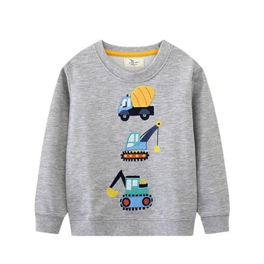 Baby Crewneck Sweatshirt Graphic Print Long Sleeve Warmth Round Neck Outwear Coat Clothes for Boys 3-4 Years