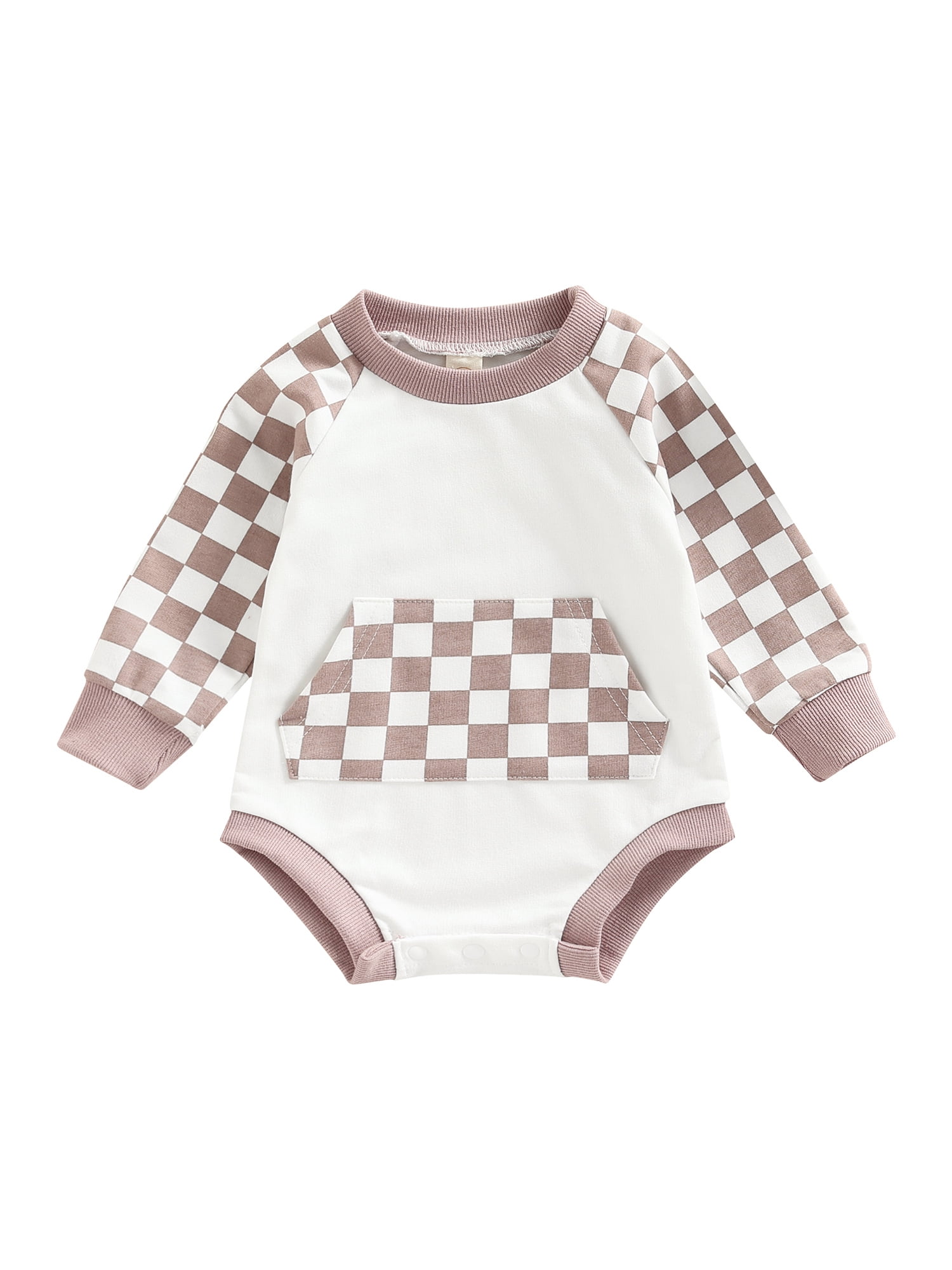  Unisex Infant Baby Clothes Checkerboard Crewneck Sweatshirt  Romper Oversized Long Sleeve Plaid Bubble Bodysuit (Coffee, 0-6 Months):  Clothing, Shoes & Jewelry