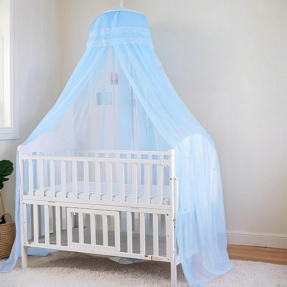 Baby Crib Bed Mosquito Net Princess Bed Canopy Blue