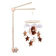 Baby Crib Bell Mobile   Rotating Wooden Wind Chimes with Star, Cloud & Animal Pendants   Soothing Infant Sleep & Nursery Decor, Bear & Elephant Designs