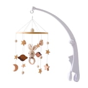 Baby Crib Bell Mobile   Wooden Rotating Wind Chimes with Star, Moon & Cloud Crochet Pendants, Soothing Sleep Aid & Interactive Nursery Toy for Newborns