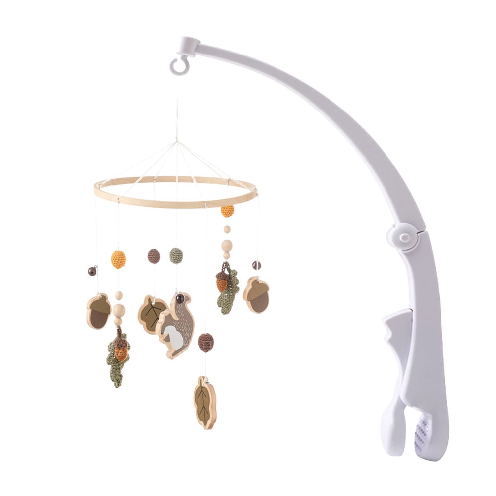 Baby Crib Bell Mobile – Wooden Rotating Wind Chimes with Wood Beads & Crochet Pendants, Soothing Sleep Aid & Interactive Nursery Toy for Newborns