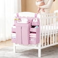 thumbnail image 1 of Baby Crib Diaper Storage Rack Multifunctional Oxfords Hanging Organizer, Washable and Waterproof for Nursery Clutter-Free Solution Pink, 1 of 5