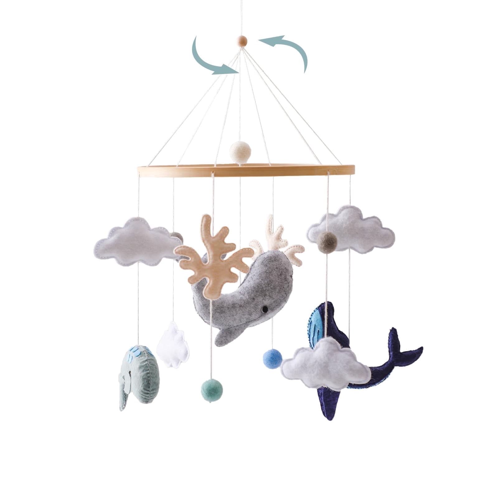 Baby Crib Mobile Bear Nursery Mobile for Boys Girls Teddy Velvet Mobile Nursery Decor for Infant Bedroom Hanging Baby Mobile for Bassinet Newborn Baby Gift