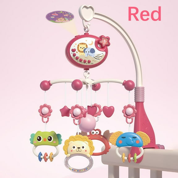 Baby Crib Mobile with Sound & Lights, Hanging Baby Crib Mobile Toy with Clip & Remote Control, Nursery Crib Musicical Toy, Ringing Rotation Device, Comfortable Toys, Suitable for Boys Girls