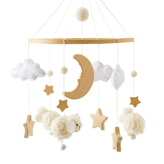 Baby Crib Mobile Boho Nursery Wooden Wind Chime Clouds Moon Pendant Toy Gender Neutral Bedroom Ceiling Hangs
