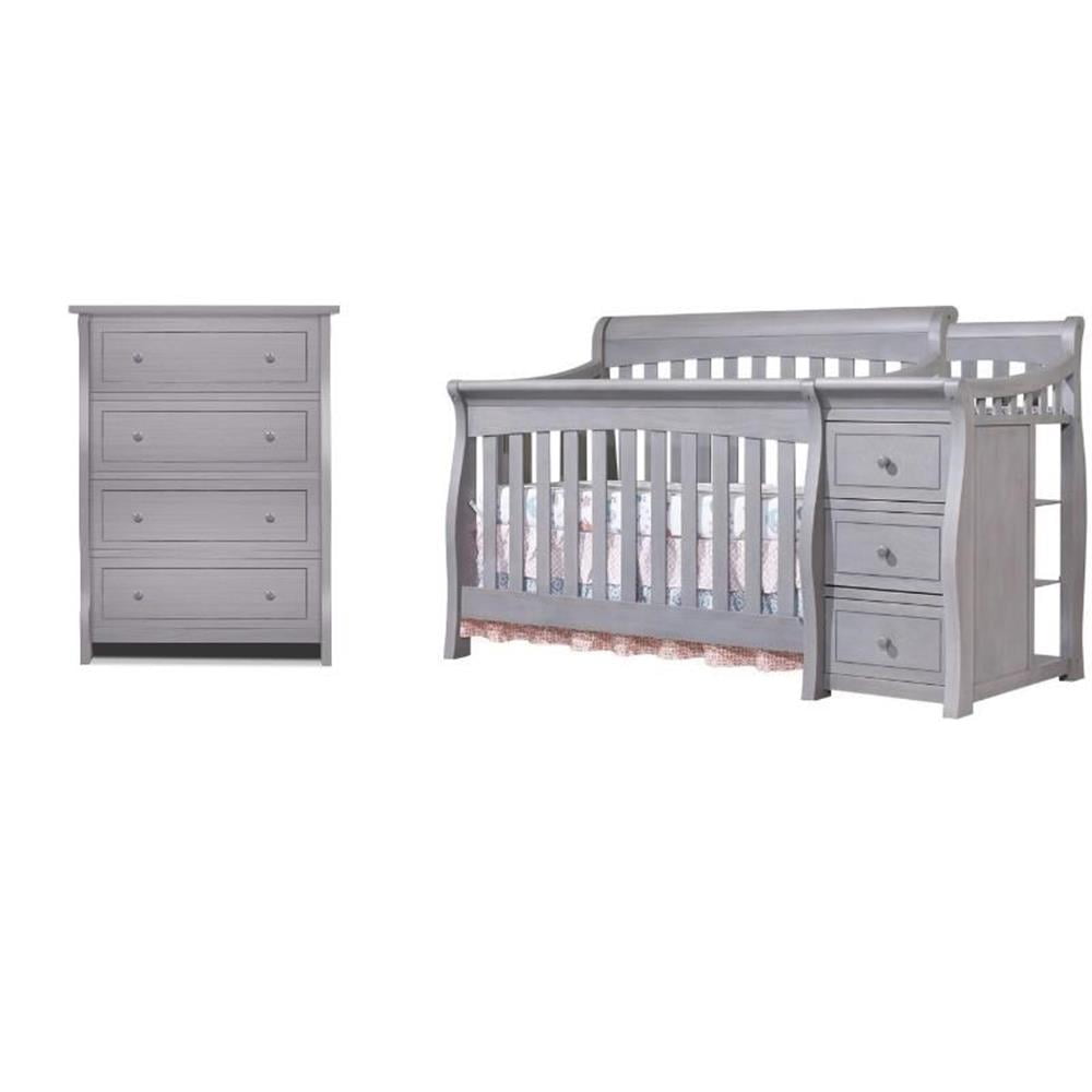 Baby Crib with Changing Table and 4 Drawer Dresser Chest Set in Gray Walmart