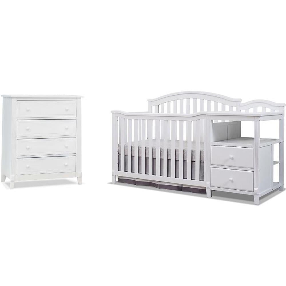 Baby Crib with Changing Table and Dresser Chest 2 Piece Set in White Walmart