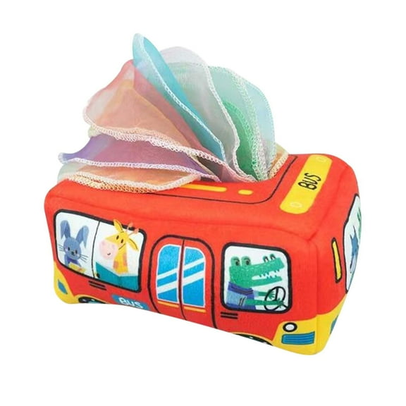 Baby Crinkle Sensory Toy Tissue Box With 8 Scarves Early Learning Activity Fine Motor Skills Development Infant Educational Toy Pull String Game