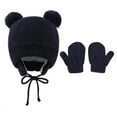 thumbnail image 1 of Baby Crochet Hat and Glove Set Infant Cute Bear Ear Beanie Toddler Boys Girls Earflap Hats for Fall Winter Warm Cap and Glove, 1 of 5