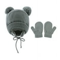 thumbnail image 1 of Baby Crochet Hat and Glove Set Infant Cute Bear Ear Beanie Toddler Boys Girls Earflap Hats for Fall Winter Warm Cap and Glove, 1 of 7
