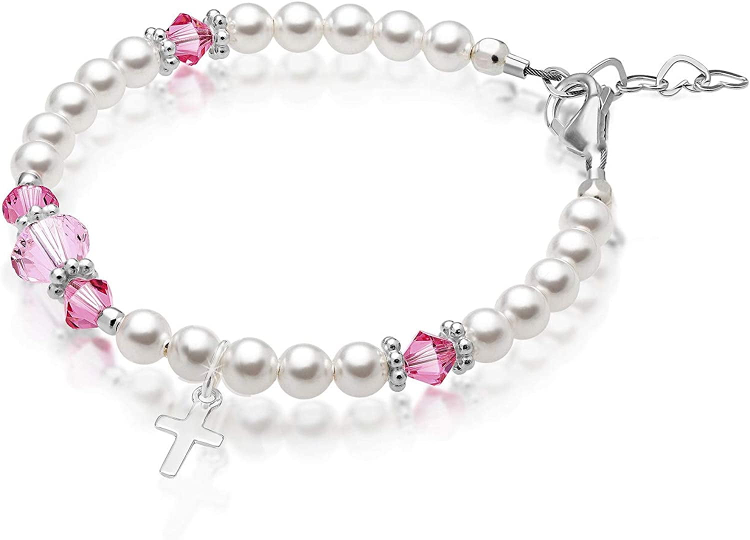 Baby Crystals Elegant Sterling Silver Cross Charm Baptism Bracelet Gifts Girl White Pink European Simulated Pearls Crystals Girls Jewelry Bracelets 7aa32e14 b398 432d 9101 a4d9eadd46bc.d509da8a4b978aea6c1642c22d4f06f2