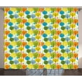thumbnail image 1 of Ambesonne Cartoon Curtains 2 Panel Set, Summer Trees Pattern Simple, 108" x 63", Multicolor, 1 of 3