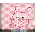 thumbnail image 1 of Ambesonne Cartoon Curtains 2 Panel Set, Diamond Shape Bunny Heart, 108" x 63", Pale Pink Magenta Rose, 1 of 3