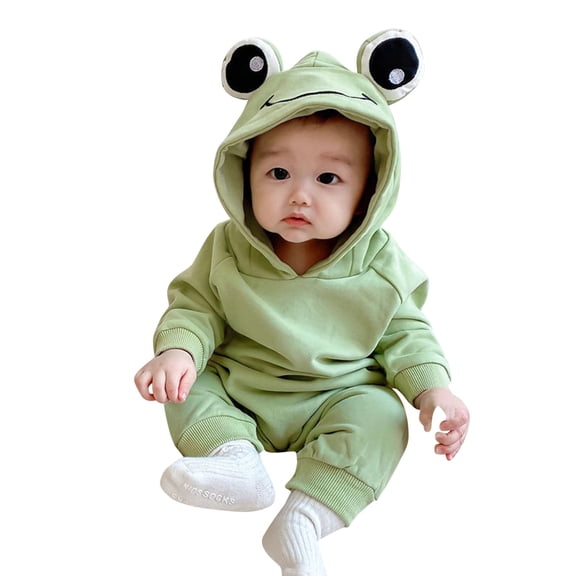 Baby Cute Animal Jumpsuit 3D Frog Pajamas Newborn Infant Long Sleeve Hooded Romper Kids Sweatshirt Playsuit Cute Baby Outwear