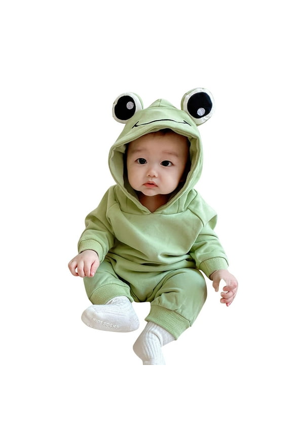 Baby Cute Animal Jumpsuit 3D Frog Pajamas Newborn Infant Long Sleeve Hooded Romper Kids Sweatshirt Playsuit Cute Baby Outwear
