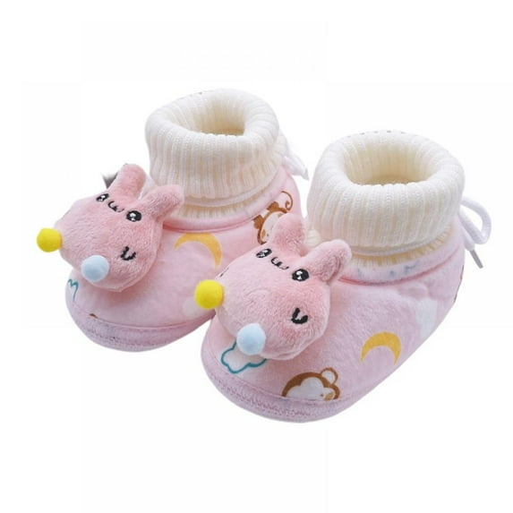 Baby Cute Cartoon Animal Cotton Boots,Soft Fleece Anti-Slip Booties Warm Winter Boots for Baby Girls Boys,Infant Slip-on Toddlers Shoes