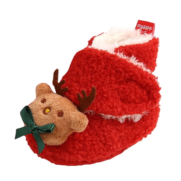 Baby Cute Christmas Slippers Girls Boys Slip On Booties Slippers Warm Baby Socks Shoes Newborn Crib Footwear Prewalkers White Size 3 Infant