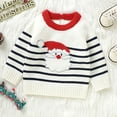 thumbnail image 1 of Baby Cute Knit Christmas Sweater Long Sleeve Crewneck Pullover Tops Boys Girls Trendy Casual Comfy Outfits for Holiday Wear White 6-9 Months, 1 of 6