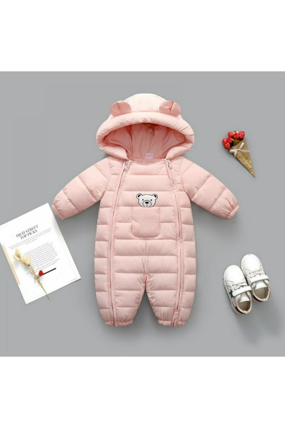 Baby Cute Snowsuit Infant Cotton Romper Baby Zipper Long Sleeve Winter Coat 0-3 Months