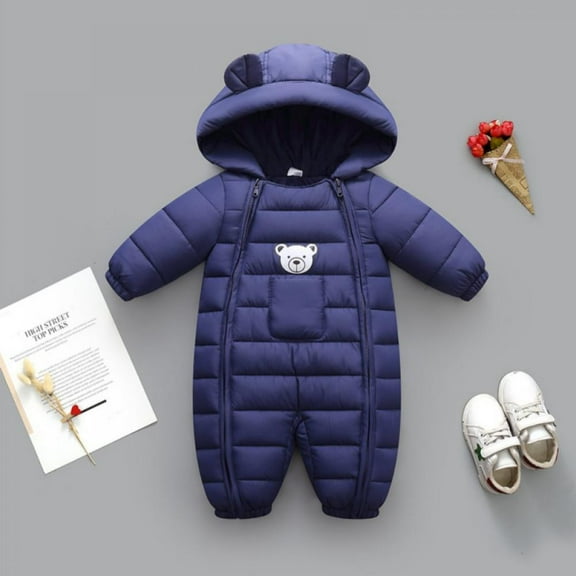 Baby Cute Snowsuit Infant Cotton Romper Baby Zipper Long Sleeve Winter Coat 0-3 Months