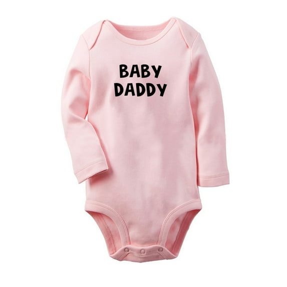 Baby Daddy Baby Announcement Rompers, Newborn Baby Unisex Bodysuits, Infant Jumpsuits, Toddler 0-12 Months Kids Long Sleeves Oufits (Pink, 0-6 Months)