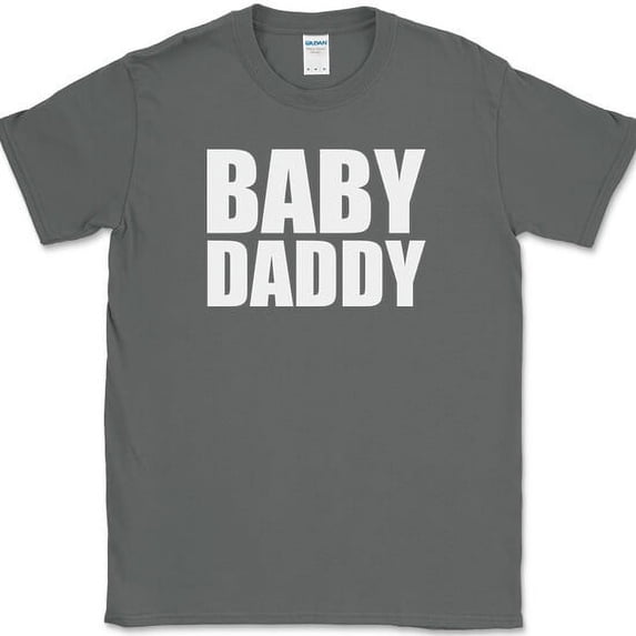 Baby Daddy T-Shirt Funny Expecting Fathers Day Humor Family Text Tee - Charcoal, M