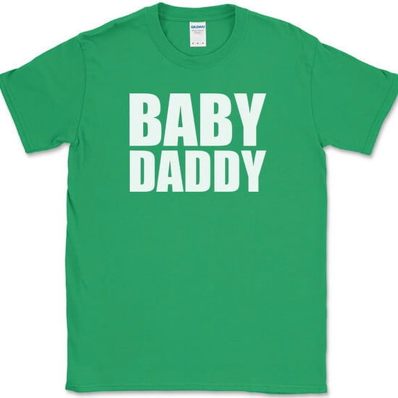 Baby Daddy T-Shirt Funny Expecting Fathers Day Humor Family Text Tee - Green, L