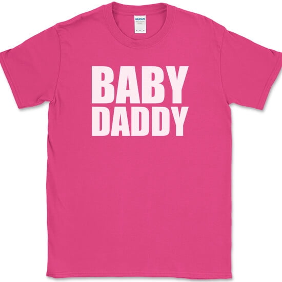 Baby Daddy T-Shirt Funny Expecting Fathers Day Humor Family Text Tee - Pink, 5XL