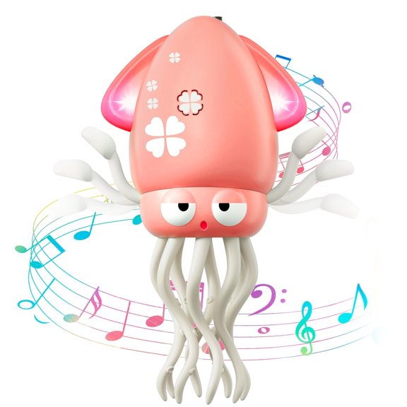 Baby Dancing Octopus Toy, Electric Crawling Toy for 1-5 Year Olds, Toddler Birthday Gift (Pink)
