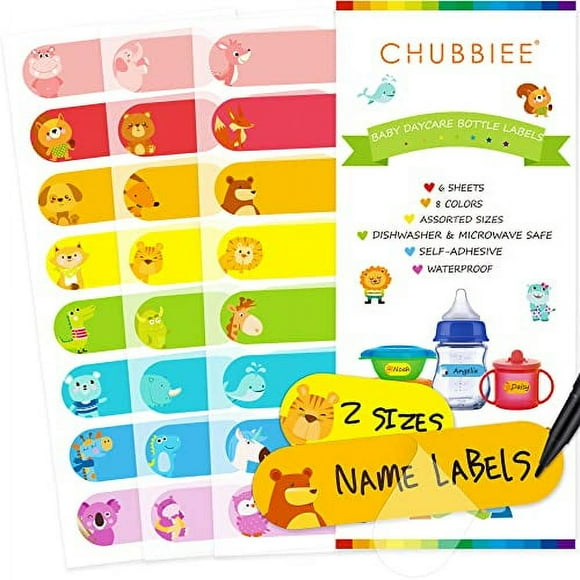 Baby Daycare Bottle Bag .. Labels, Self-Laminating, Waterproof Write-On .. Name Stickers, Assorted Sizes .. & Colors, Pack of .. 64