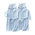 thumbnail image 1 of Baby Days Clearance!2 Pack Toddler Robe Boys Girls Hooded Flannel Bathrobe Long Sleeve Soft Fleece Plush Robes Cute Animal Pajamas Sleepwear, Light Blue, 4 Years, 1 of 3