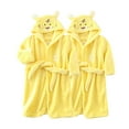 thumbnail image 1 of Baby Days Clearance!2 Pack Toddler Robe Boys Girls Hooded Flannel Bathrobe Long Sleeve Soft Fleece Plush Robes Cute Animal Pajamas Sleepwear, Light Yellow, 7 Years, 1 of 3