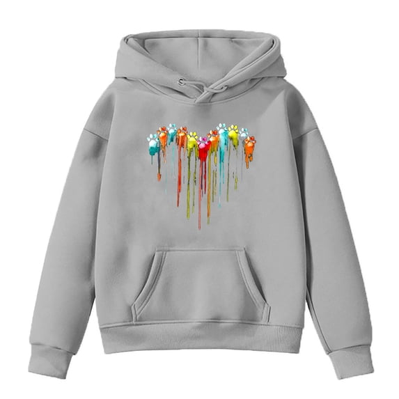Baby Days Clearance!Kids Sweatshirts 1-13 Years Old Girl Fashion Print Long Sleeve Oversized Tops Fall Toddler Clothes, Gray, 13 Years