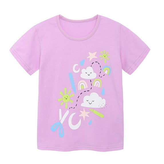 Baby Days Savings! EGNMCR Toddler T Shirts Toddler Cotton Short Sleeve Printed Tees for 5-6 Years Boys Girls Spring/Summer Sale