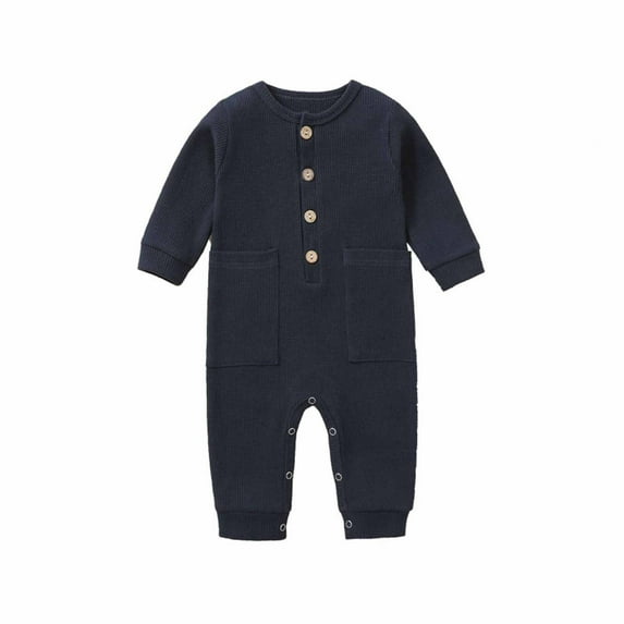Joau Baby Boys Girls One-Piece Buttons Ribbed Romper with Pockets Infant Footless Pajamas Onesie Jumpsuit Outfits Clothes 0-24 Months