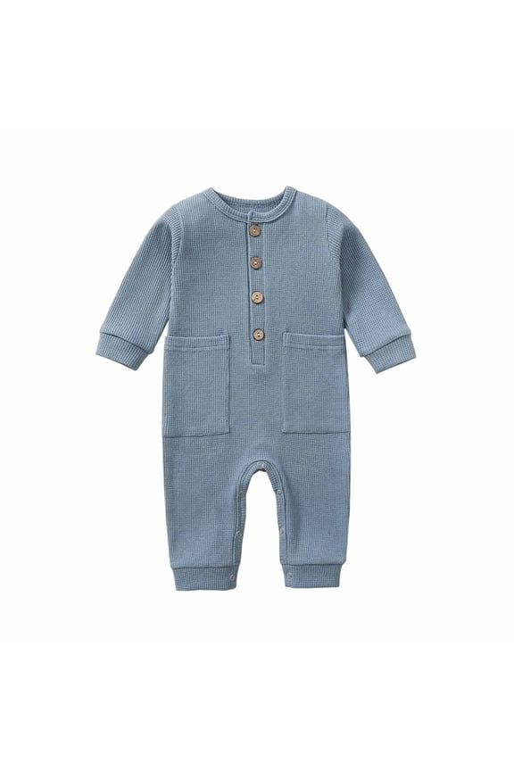 Joau Baby Boys Girls One-Piece Buttons Ribbed Romper with Pockets Infant Footless Pajamas Onesie Jumpsuit Outfits Clothes 0-24 Months