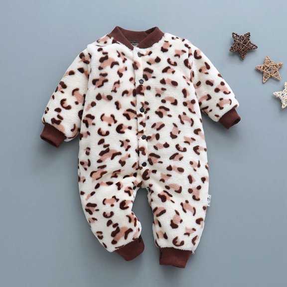 Joau Newborn Baby Girls Boys Fleece Lined Snowsuit Toddler Infant Plush Jumpsuit Romper Winter Fall Warm Coat Outfits 3-18Months